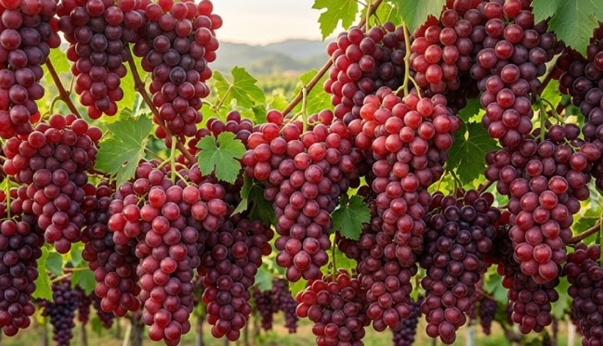 Red Grapes in an Orchard In Florida