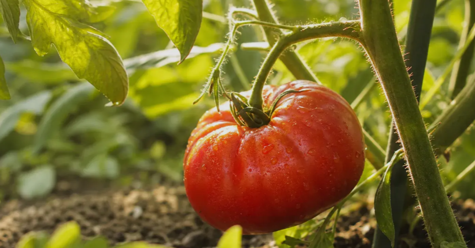 Beefsteak Tomato plant in a Garden in Pennsylvania